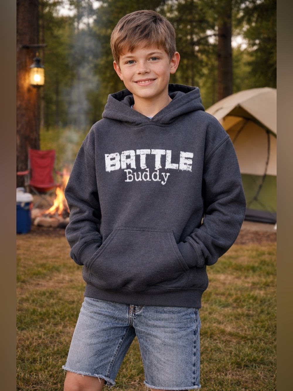 Grunt Style- Youth Black Battle Buddy Hoodie size Medium